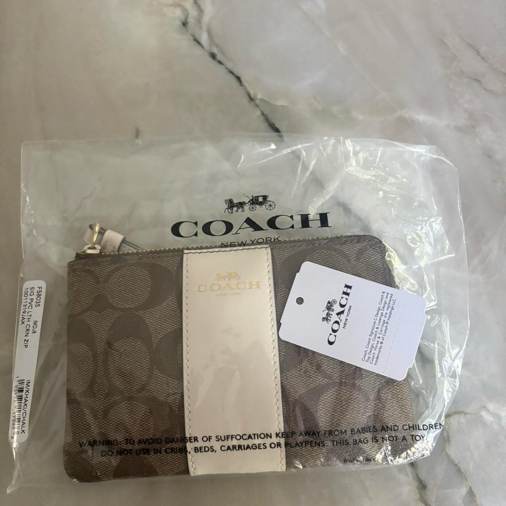 Coach Brown and Cream Wristlet